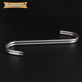 HONSHEN 10" Meat Hooks,8mm Heavy Duty S-Hooks Stainless Steel Meat Processing Butcher Hook Set of 10