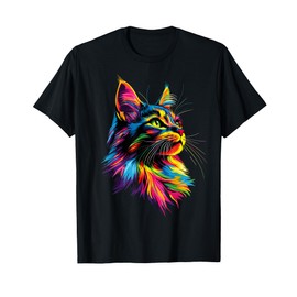 Maine Coon Cat Colorful Rainbow Color Popart Maine Coon Cats Men Women Kids T-Shirt