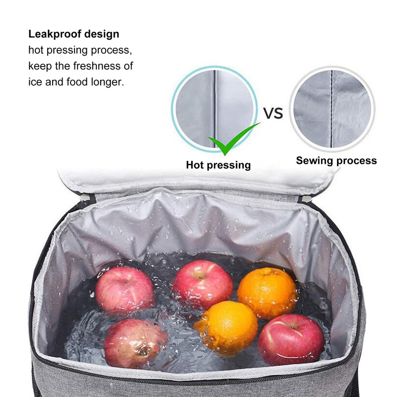 Lunch Bag 10L Collapsible Adjustable Strap Leakproof Portable Handle Insulated