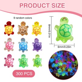 Leogony 300 Pcs Mini Resin Turtles, Luminous Tiny Turtles Animals for DIY Fairytale Garden Micro Landscaping