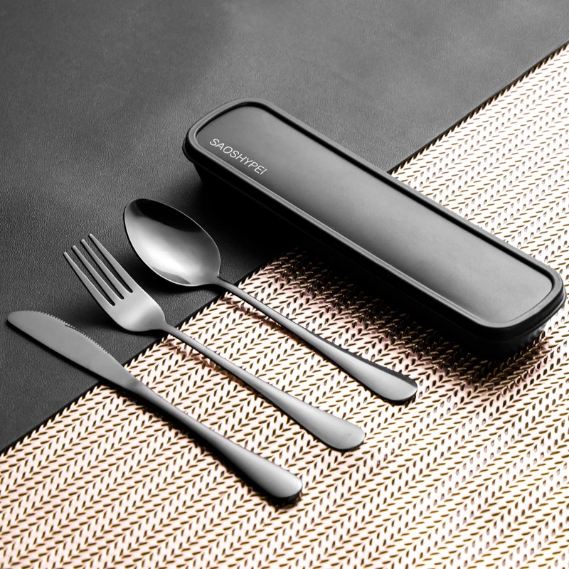 Portable Utensils Set with Case, 4pcs Stainless Steel Reusable Silverware