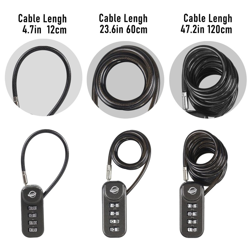 SISAV 4-Digit Combination Padlock with 24 inch(60cm) Cable Suitable for