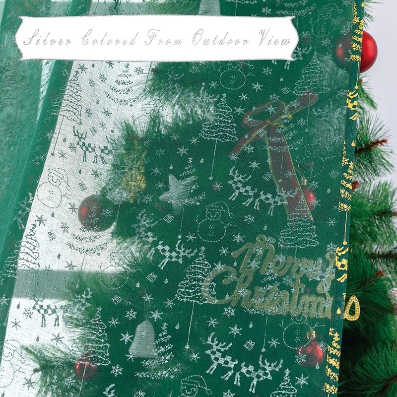 XTMYI - Cortinas de cocina verdes para Navidad, cortinas transparentes