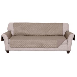 Furhaven Water-Resistant & Reversible Large Sofa/Couch Cover Protector for Dogs, Cats, & Children - Quilted Polka Paw Living Room Furniture Cover - Biscuit Brown, Large Sofa