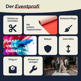 Primaflor Event- & Messeteppich Podium - Schwarz - 100x300 cm – Robuster Flachfilzteppich mit Rutschfester, schalldämmender Oberfläche – ideal für den Messen, Ausstellungen & Events