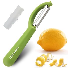 HAMOER Vegetable Peeler, Comfortable Handle, Dishwasher Safe, Potato Peelers for Kitchen, Smooth Peeling, Peel Veggies, Apple, Citrus Includes Blade Guard, Green
