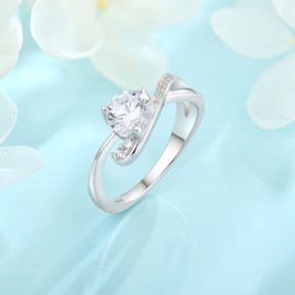 FJ Engagement Ring for Women 925 Sterling Silver Promise Ring Anniversary Wedding Proposal Ring Eternity Ring for Her (Size K)