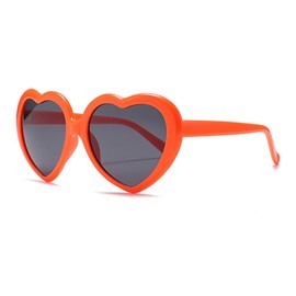 LJCZKA Vintage Sunglasses Heart Women Retro Sunglasses Heart Shape Wedding Party Glasses Festival UV400 Protection, orange / grey