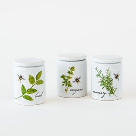 One Hundred 80 Degrees Herb Spice Jars, 3 Asst, Stoneware, 4"