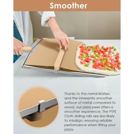 Sliding Pizza Peel,Pizza Peel 12 Inch,Non Stick Pizza Peel Slider with Wood Handle Detachable Transfers Pizza Pie,304 Stainless Steel Metal Pizza Peel 14.9" x 12.6" Pizza Board