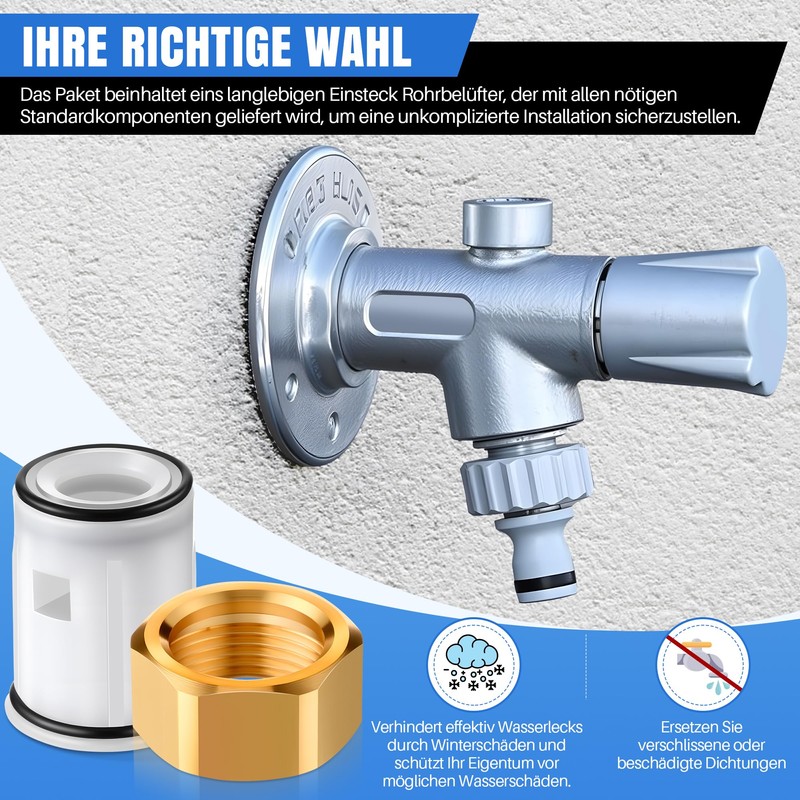 Enhon Plug-In Pipe Aerator Compatible with Kemper Frost-Proof Outdoor Fitting