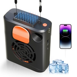 Portable Waist Fan Clip On Rechargeable 3-Speed Settings with Charger and Light, Wearable Personal Belt Fan Cooling, Hands-Free Neck Fan For Outdoor Hiking Jobsite Farms(orange)