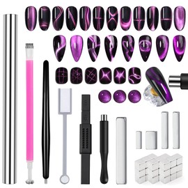 YECIRALA 38pcs Cat Eye Nail Magnet Set Cat Eye Gel Nail Polish Magnets Cat Eye Magnet For Nails 3D Magnetic Gel Polish Magnet Wands Nail Art Cat Eye Magnets Sticks Nail Design Tools For Nail Art