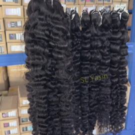 Hot Selling Raw Human Hair Bundles Cuticle Aligned Cambodian Natural Wavy Hair Burmese Curly Hair Bundlescolor: 1pcs bundle burmese curly, Stretched Length: 18 Inches