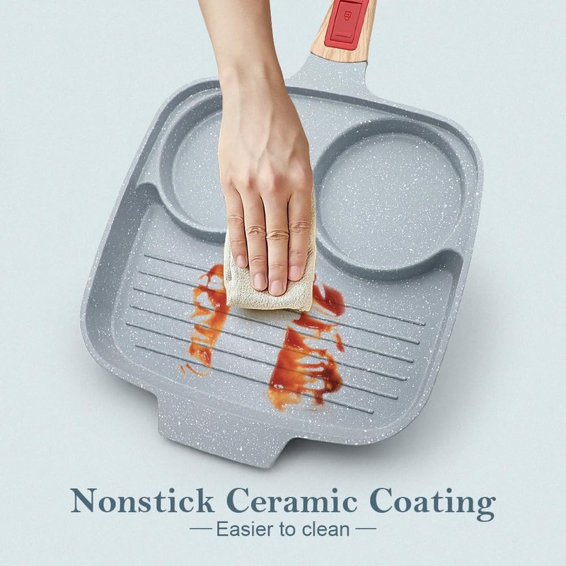RANX INGST Ceramic Egg Pan with Lid, 10 in Nonstick