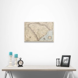 Conquest Maps Push Pin South Carolina Map Board - With Push Pins to Mark South Carolina Travels - Handmade in Ohio, USA - Design: Rustic Vintage