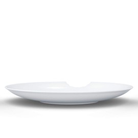 TASSEN Porcelain Deep Plates With Bite Mark, 9.4 Inch, White (Set of 2 Plates)