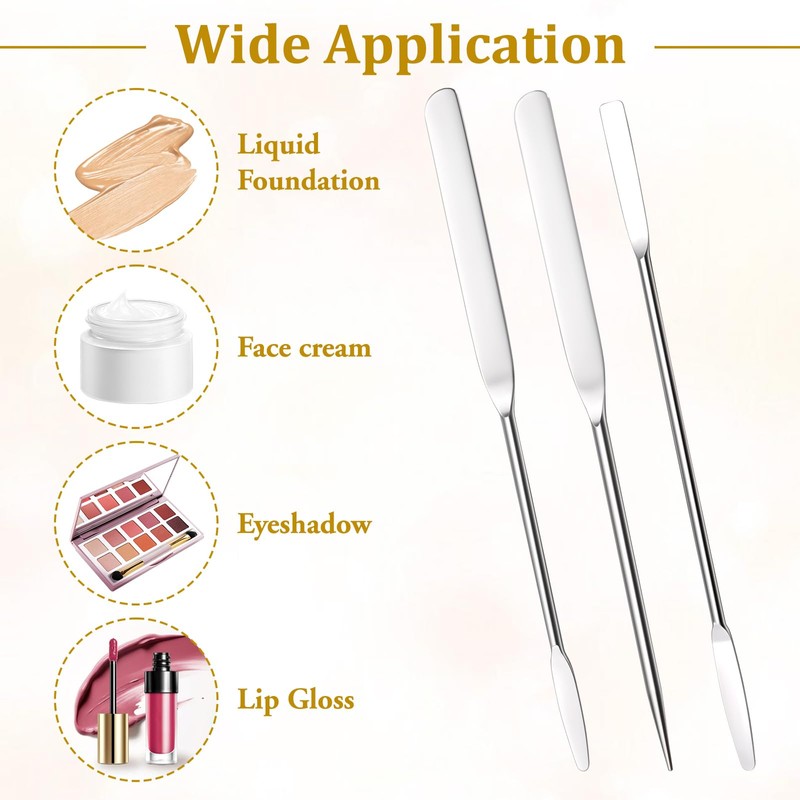 LIQWEI 3 Pcs Makeup Spatula Foundation Spatula, Stainless Steel Facial