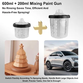 LVLP Automotive Paint Spray Gun R500 Kit, 1.3/1.5/1.7mm Nozzles LVLP Spray Gun with 650ml/200ml Mixing Cup & 10x Disposable Cups& Air Regulator Set, for House Painting, Car, Furniture, Fence