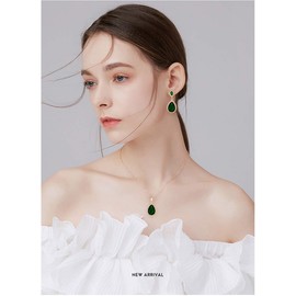 Bridal Jewelry Set for Wedding - 18k Gold Plated Teardrop Cubic Zirconia Crystal CZ Drop Earrings and Pendant Necklace Set for Bride Bridesmaids Mother of Bride Prom Party Formal Jewelry Set for Women