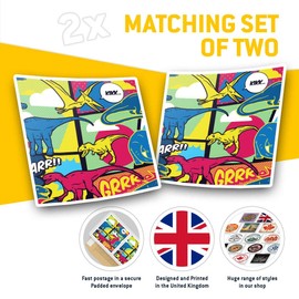 Square Stickers (Set of 2) 7.5cm - Dinosaur Comic Book Dino T-Rex Laptop Tablet Luggage Scrapbook #14679