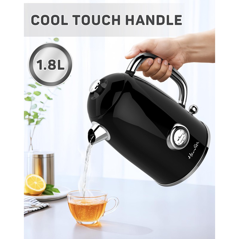 Harriet Electric Kettle, 1.8L Retro Electric Tea Kettle with Thermometer,