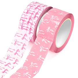 Sanixin 2 Rolls Pink Bow Packing Tape Pink Coquette Bowknot Decorative Tapes for Box Scrapbook DIY Crafts Party Decorations,2Inches x 109Yards