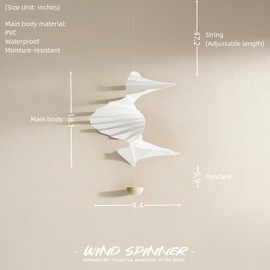 White Waterproof Wind Spinner, Indoor and Outdoor Decoration,9.5 * 18inches,Wind Chimes Remembrance Gift for Women Mom Grandma,Adjustable Unique Kinetic Sculptures for Garden Patio Zen,Bedroom