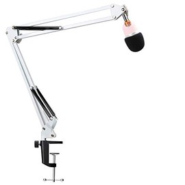 YOUSHARES Razer Seiren Mini Boom Arm with Pop Filter - Mic Stand with Foam Cover Windscreen Compatible with Razer Seiren Mini Streaming Microphone(White)