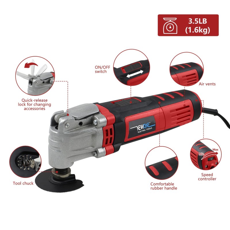 NEWONE Oscillating Tool 4 Amp Oscillating Multi-Tool Kit with 4°