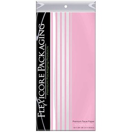 Flexicore Packaging Light Pink Gift Wrap Tissue Paper | Size: 15 Inch X 20 Inch | Count: 20 Sheets | Color: Solid Light Pink & Pin Stripe