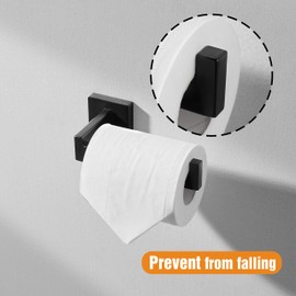 HITSLAM HITSLAM Matte Black Toilet Paper Holder Wall Mount Premium 304 Stainless Steel Square Toilet Paper Roll Holder for Bathroom Rustproof