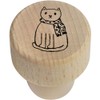 19mm 'Cat Wearing Scarf' Wooden Bottle Stopper/Cork (BS00005900)