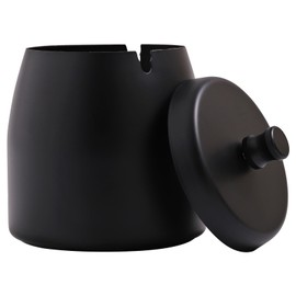 Ashtray with Lid for Cigarette, Stainless Steel Smokeless Odorless Windproof Ashtrays for Home Office Tabletop Outside Patio Outdoor Balcony(3.54"x3.0"x3.38") | INONE