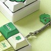 Square key cap green transparent case key ring bag decoration