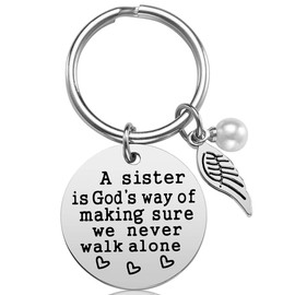Sister Gift - A Sister is God's Way of Making Sure We Never Walk Alone KeychainJewelry Christmas Birthday Gifts for Sisters from Sisters