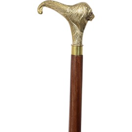 Samad Nautical Lion Head Walking Stick – 36-Inch Decorative Wooden Cane – Elegant Brown Wood Collectible