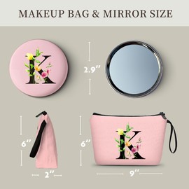 SEAMOON Birthday Thank You Appreciation Monogrammed Gifts for Mom Aunt Teacher Sister Friend Coworkers Bride Bridesmaid Makeup Cosmetic Bag with Mirror Mothers Day Christmas Graduation K