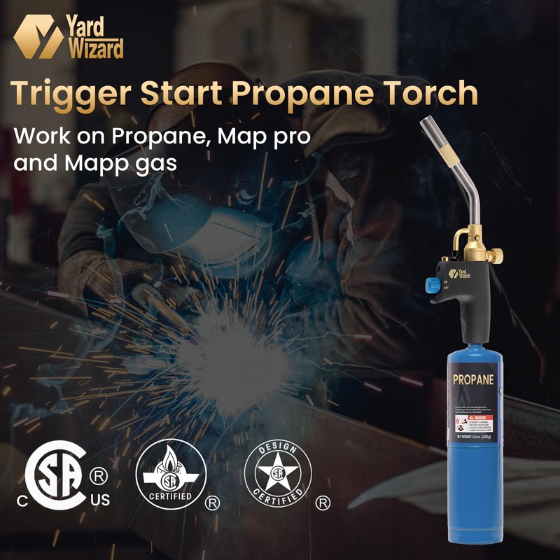 Propane Torch Head, Map Gas Torch with Igniter and Flame