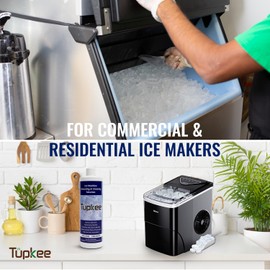 Tupkee Ice Machine Cleaner Solution – 16 fl oz Ice Maker Cleaner Descaler, Nickel Safe - Compatible for Affresh, Whirlpool 4396808, Manitowoc, Kitchenaid, Scotsman - Pack of 2