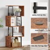 Furologee 5-Tier Bookshelf, S-Shaped Geometric Bookcase, Narrow Freestanding Display Shelves,