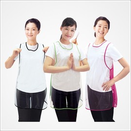 Line Uniform 라인유니폼 매쉬 투명 비닐 방수앞치마/미용실가운/식당앞치마 [LN 6023 핑크(Pink)] Line Uniform Mesh Transparent Vinyl Waterproof Apron/Beauty Salon Gown/Restaurant Apron [LN 6023 Pink]