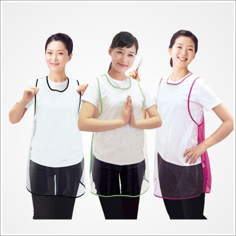 Line Uniform 라인유니폼 매쉬 투명 비닐 방수앞치마/미용실가운/식당앞치마 [LN 6023 핑크(Pink)]