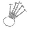 Punk Wristband Skull Fingers Metal Skeleton Hand Bracelet with Ring Exaggerated Metal Skull Finger Bone Joint Bracelet for Women Girls Party Jewelry (Silver -466)