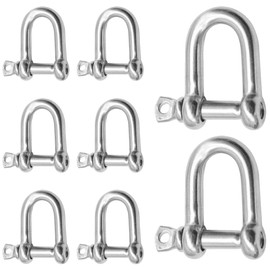 CEEYSEE 8Pcs D Shackle Heavy Duty M6 D Ring Shaped Screw Shackles 304 Stainless Steel Chain Link Tow Hook Shackle Locks for Towing Climbing Outdoor Camping Travel Maximum Load Capacity:220kg(U/M6/DXK)