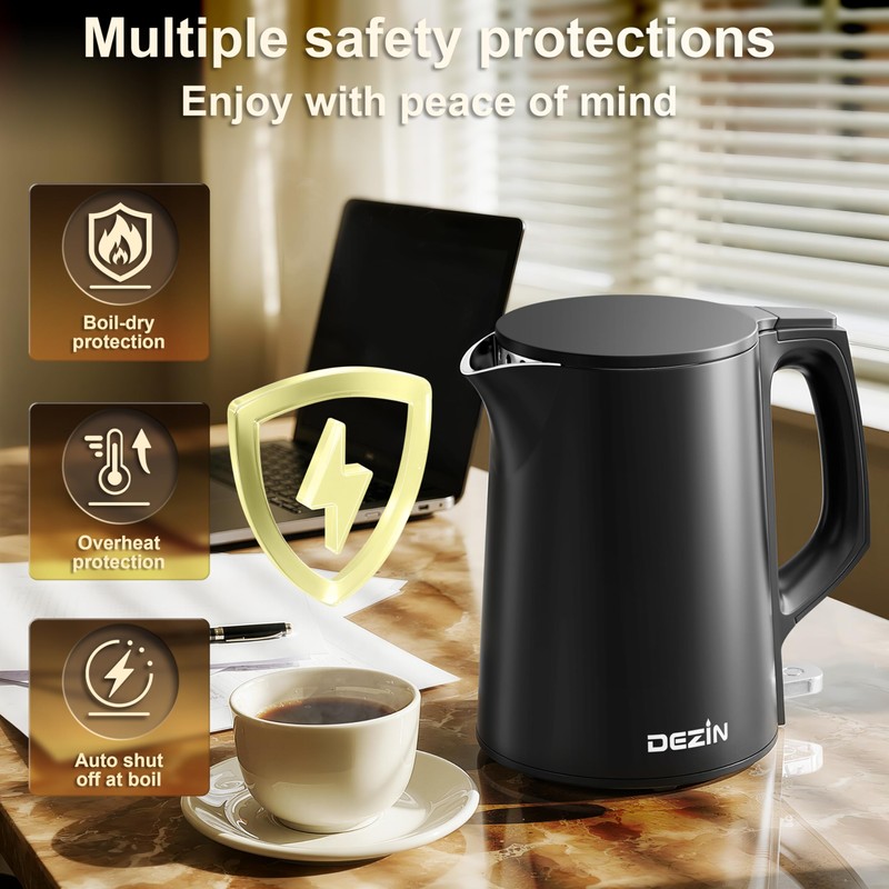 Dezin 0.8L Electric Kettle, Small Electric Kettle with Double Wall