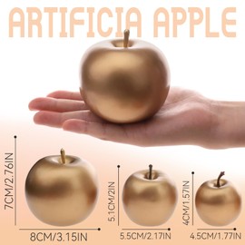 Gresorth 15 PCS Artificial Golden Apple Decoration Fake Fruit Model Lifelike Vegetable Display Simulation Home Set for Cabinet Christmas Table
