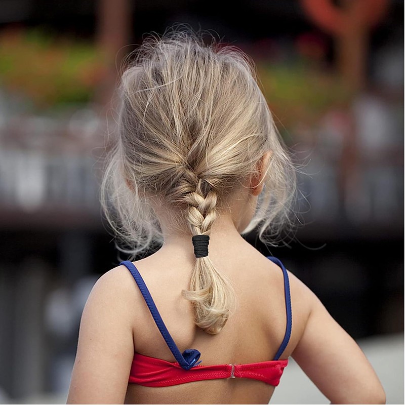 liuchanghe 100 Stück Schwarze Haargummis, Mini Nahtlose Haarbänder, Pferdeschwanz-Halter, elastisch,
