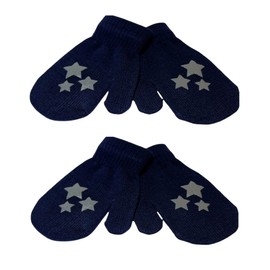 WESTEND CHOICE Kids Magic Mittens 2 Pairs Winter Warm Baby Mitten Girls Boys Toddler Children’s Soft Mitten Gloves Age 0-3 (Navy)