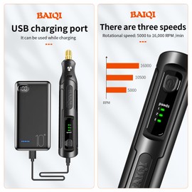 BAIQI Mini Electric Totary Cordless Tool Kit 4.0V USB Type-C Rechargeable, 60 Accessories, 3 Speed Control (5000-16000RPM), Compact & Portable for DIY Crafting, Polishing, Engraving